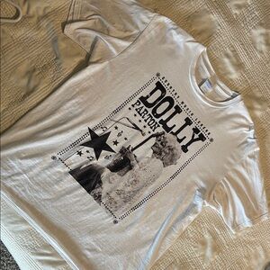 White Graphic T-Shirt with Dolly Parton Print